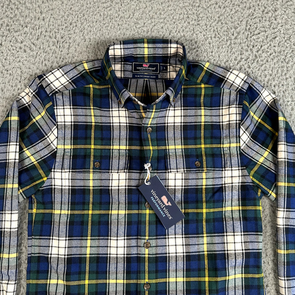 Vineyard Vines Crosby Shirt Mens Small Plaid Button Down Flannel Performance New - Picture 2 of 12